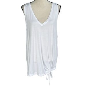 Black Tape 2X-Large Tank Top Stretch V-Neck Elastic Tie Waist Sleeveless White
